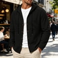 thumbnail image 2 of Zivyakyro Long Sleeve Mens Rain Jacket Lightweight Casual Windbreaker Hooded Drawstring Loose Button down Solid Shacket Black M, 2 of 10