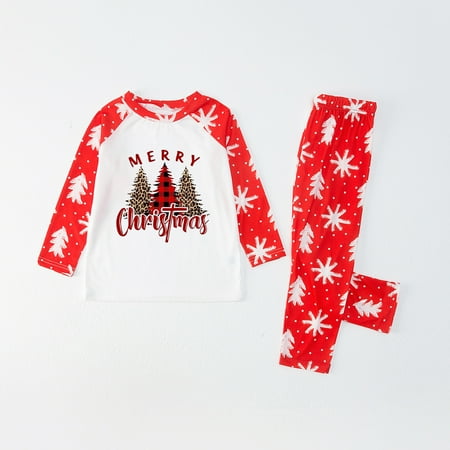 

Tfalo Christmas Pajamas For Family Parent-Child Warm Christmas Set Printed Home Wear Pajamas Two-Piece Kid Set