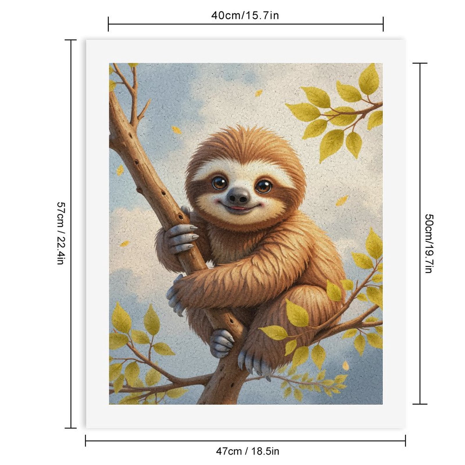 Paint By Numbers Kit for Adults Beginner - DIY Adorable Sloth On Tree Branch Canvas Painting Kits for Adults, Frameless Paint By Number for Adults for Home Wall Decor 16x20 Inch