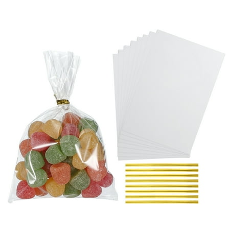 Uxcell Treat Bags, Clear Gift Bags with Twist Ties Plastic Gift for Candy Party Favor Cookies Packaging Bakery 6 in