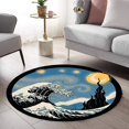 thumbnail image 2 of LaModaHome Rounded Rug Van Gogh Starry NightNon-Slip Rug Washable Mat Child Stain Resistant Living Room Kitchen Carpet 2.6X2.6ft(80X80cm), 2 of 5