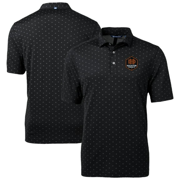Men's-Cutter & Buck  Black Houston Dynamo FC Big & Tall Virtue Eco Pique Tile Print Recycled Polo