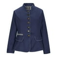 thumbnail image 6 of Women's Vintage Jacket Single-Breasted Tweed Blazer Lapel Elegant Classic Fit Jacket Coat Trendy Dressy Fake Woolen Tops (L, Blue), 6 of 6