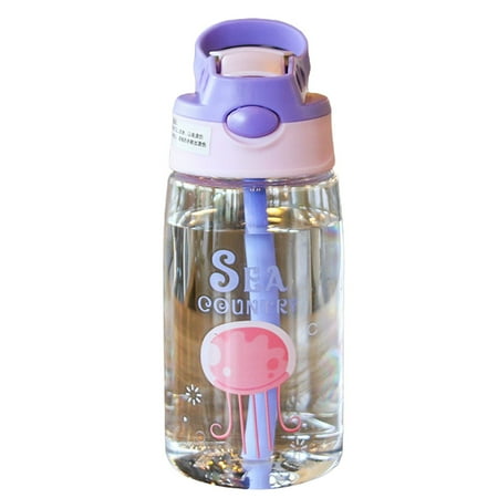 

480ML Water Bottle Cartoon Patterns Print Water Cup with Straw