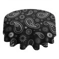 thumbnail image 4 of Black Paisley and Floral Pattern Round Tablecloth 60"x60",Wrinkle Wipeable Table Cloth for Kitchen Dining Room Picnic Patio Party, 4 of 6