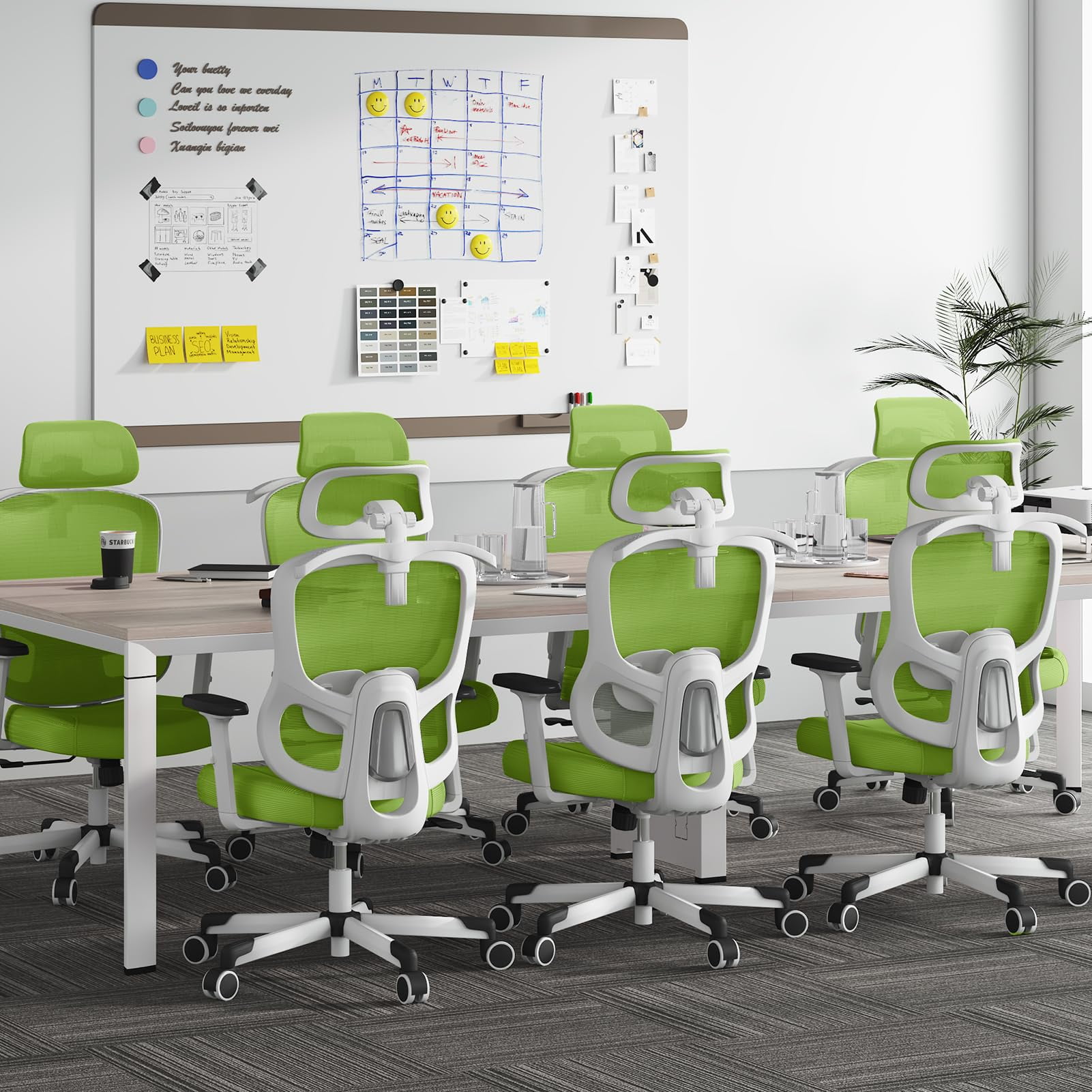 Ergonomic Office Chair With adjustable Lumbar Support, Breathable Mesh, Rotating tilt Lock, Green