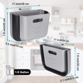thumbnail image 5 of Cubo de basura de cocina colgante, pequeño cubo de basura de plástico, plegable, montado en la pared, soporte para cubo de basura, armario de cocina portátil para baño, dormitorio, oficina, coche, dormitorio (gris) JM, 5 of 5