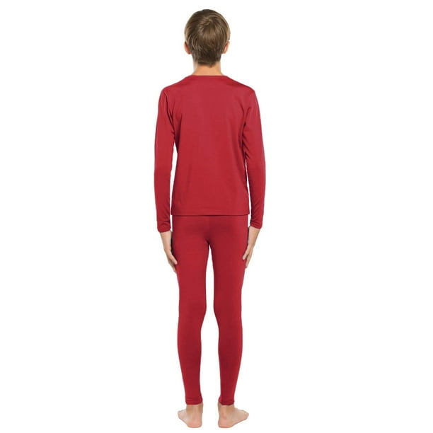 ViCherub Thermal Underwear Set for Boys Long Johns Fleece Lined Kids Base Layer Thermals Sets Boy Red