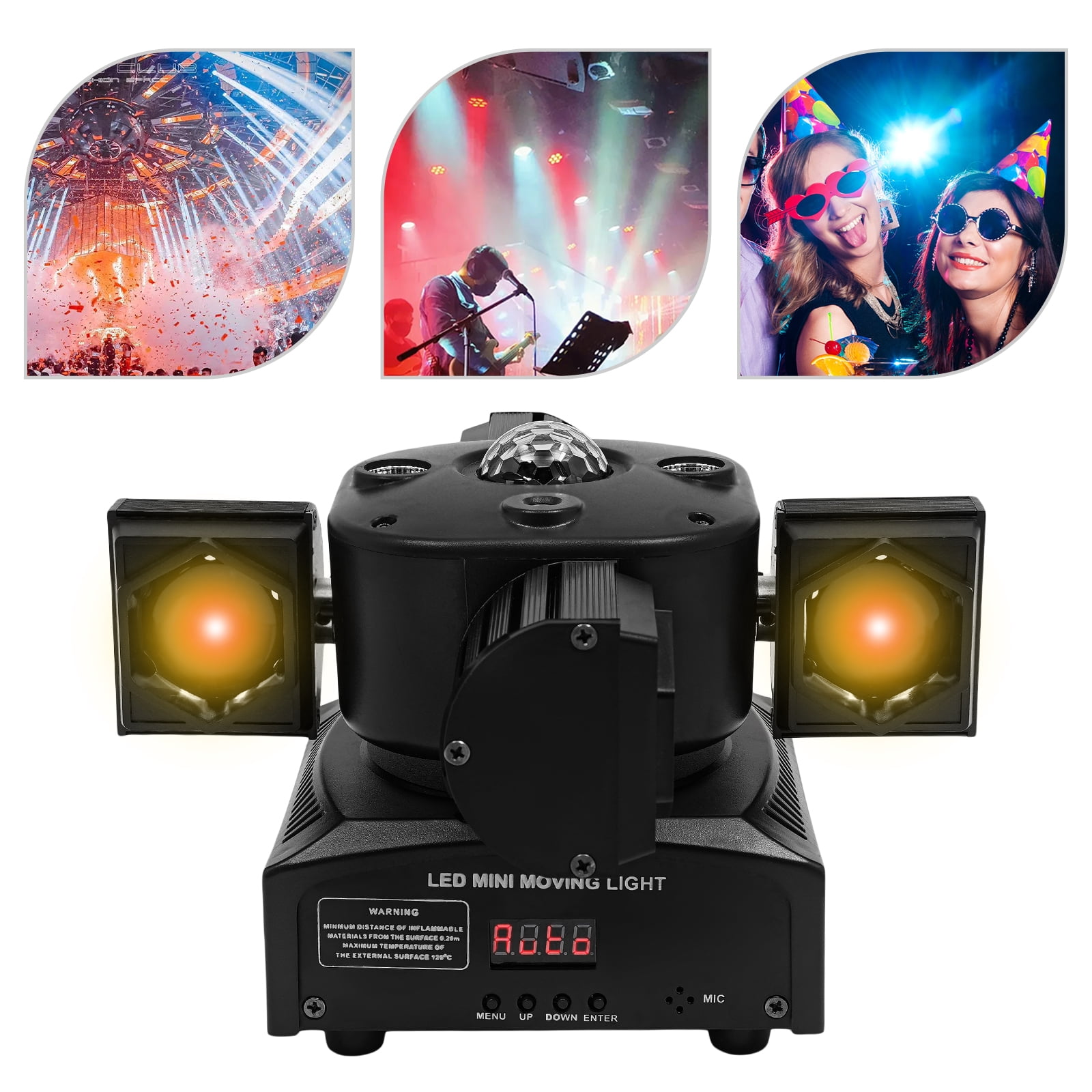 Wildnix 230W Stage Lights, DMX512 and Voice Control LED Spotlights with Adjustable Aperture, 7 LEDs & 2 Laser Lights for Performance & Concerts