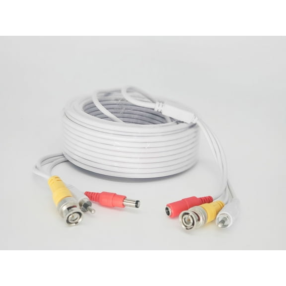 Evertech 50 Feet Pre-Made Cable White Color with Video Audio & Power for CCTV Security Camera