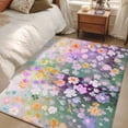 thumbnail image 4 of 2.7'x5' Area Rugs, Teal Spring Floral Indoor Outdoor Area Rug for Living Room Bedroom, Modern Oil Painted Daisy Botanical Washable Bathroom Rugs Kitchen Floor Carpet Mats Home Decor Aesthetic, 4 of 8