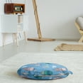 thumbnail image 3 of Hot Air Balloon Round Floor Cushion with Handle, Striped Sky Transportation Soaring Clouds Birds Repetitive Illustration, Decorative Pillow for Living Room & Dorms, 18" Round, Multicolor, by Ambesonne, 3 of 4