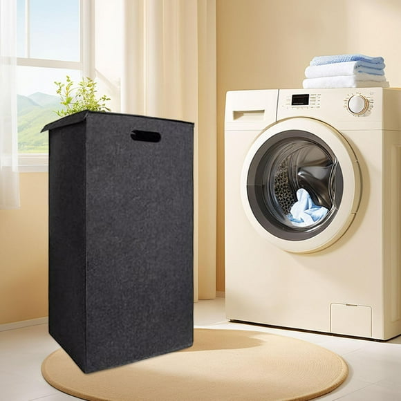 Cesta de almacenamiento de ropa sucia, cesto de almacenamiento de juguetes para el hogar, cesto de ropa sucia portátil plegable, organizador de ropa gris oscuro