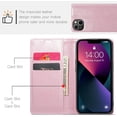 thumbnail image 6 of Leather Case for iPhone 15 Card Slot Folio Flip Wallet Case for iPhone 15 Premium PU Magnetic Kickstand Cover Soft TPU Inner Case Pink, 6 of 14