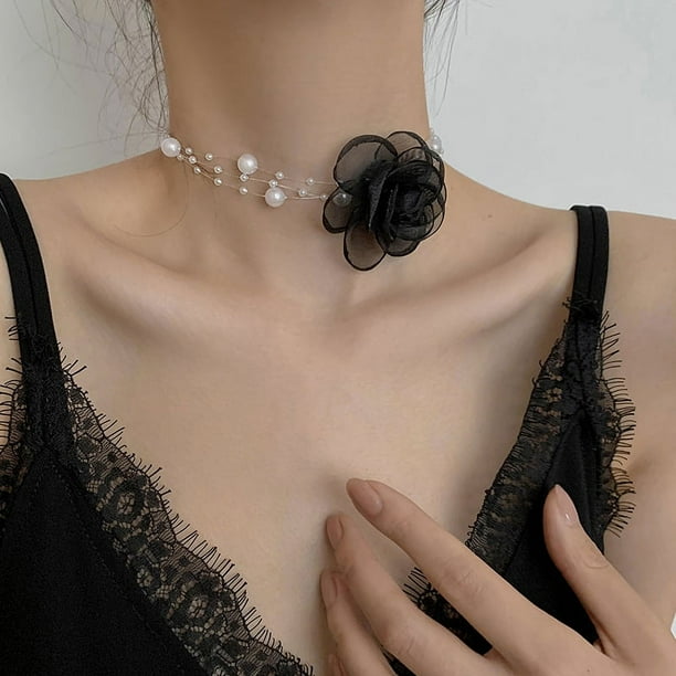 Collar de perlas de moda, accesorios para el cuello, collar de diseño de nicho, cadena de clavícula elegante de hada súper femenina