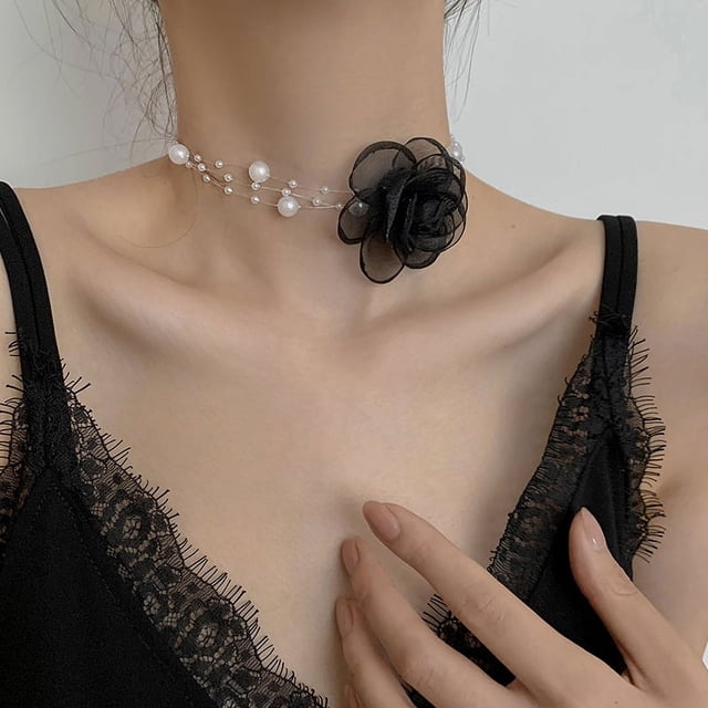 Collar de perlas de moda, accesorios para el cuello, collar de diseño de nicho, cadena de clavícula elegante de hada súper femenina