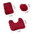 thumbnail image 2 of Hiroekza 3-piece Bathroom Rug Set, Super Soft Non-Slip Absorbent Bath Mat, U-Shaped Carpet, Toilet Lid Cover, Bathroom Carpet for Women & Men Wine, 2 of 6