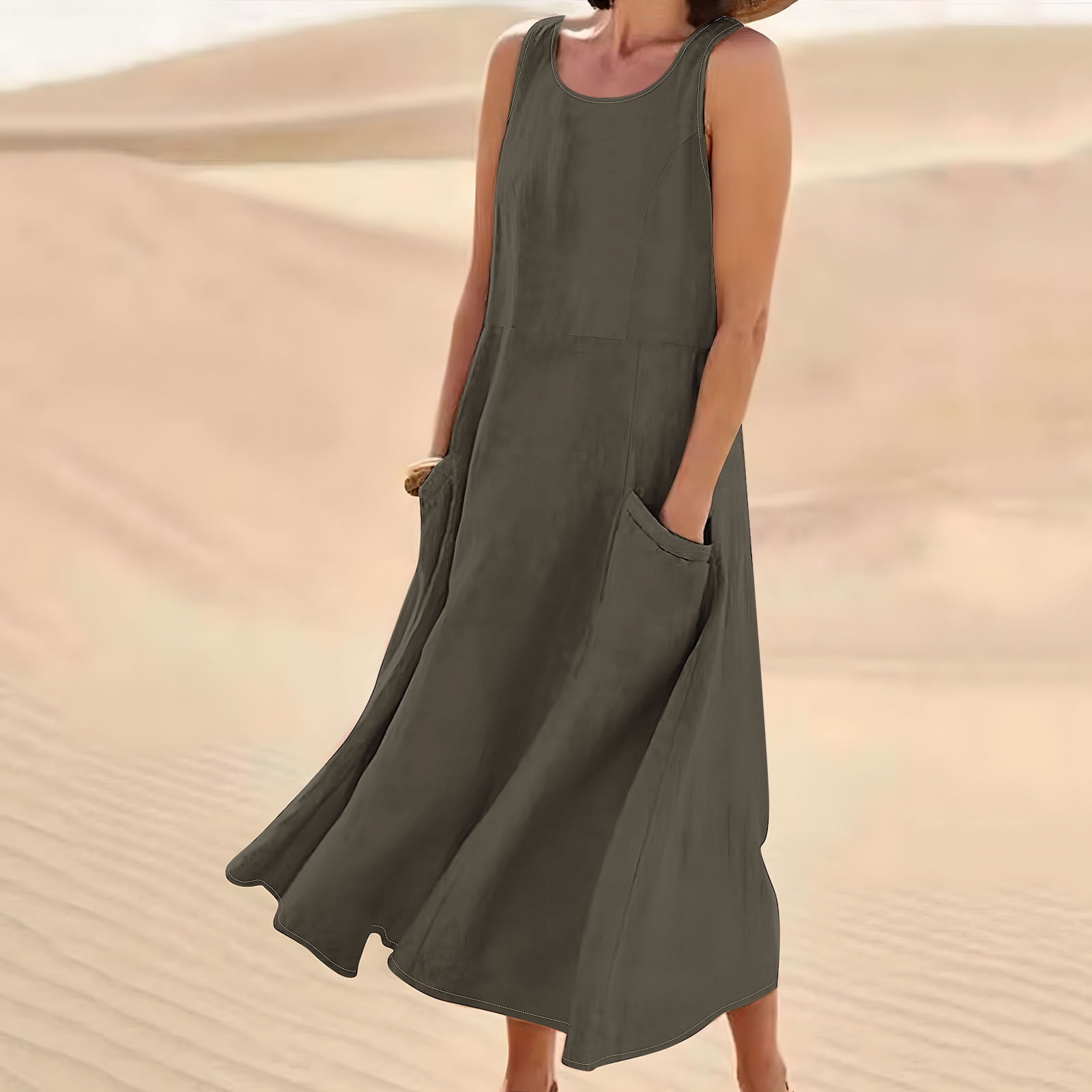 Meichang Maxi Dresses for Women 2025 Summer Sleeveless Linen