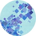 thumbnail image 1 of Ahgly Company Tapis Rond Lavable en Machine Intérieur Transitionnel Bleu, 4 Pieds Rond, 1 of 7