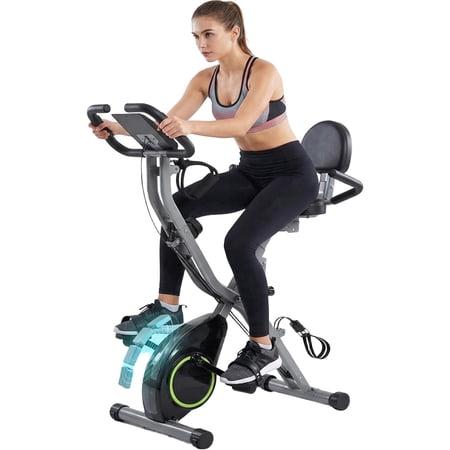 USLIM Foldable Exercise Bike for Home Cardio Workout, Compact 5-in-1 Design, 16-Level Resistance, 300 lb Capacity