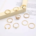 thumbnail image 5 of HOOUN 10PCS Gold Color Vintage Ring Creative Retro Joint Ring Pearl Zircon Finger R:yq-A16, 5 of 9