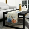 thumbnail image 4 of Fall Table Runner 13x36 Inches Long Blue Pumpkin Table Runners Floral Leaves Cotton Linen Autumn Harvest Dresser Scarf Kitchen Dining Table Decor for Thanksgiving Holiday Party Coffee Indoor Outdoor, 4 of 6