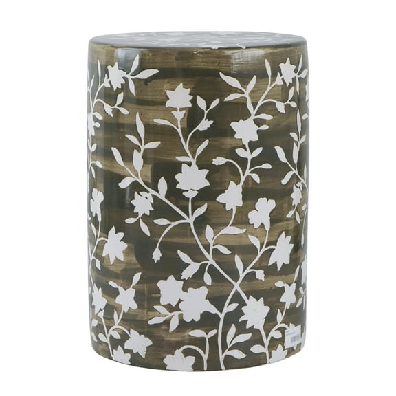 CC Home Furnishings Hand Painted Floral Cylinder Flower Stool - 18"