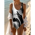 thumbnail image 1 of Maillot de Bain une Pièce Monokini pour Femmes, Dos Ouvert, Taille Haute, Dégradé, Col Rond, Mode Sportive, 1 of 5