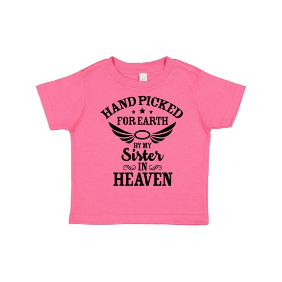 Inktastic Handpicked for Earth by My Sister in Heaven with Angel Wings Boys or Girls Toddler T-Shirt