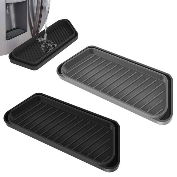 2Pcs Refrigerator Drip Tray Silicone Water Drip Catcher Anti-Slip Fridge Ice and Water Dispenser Pan Cuttable Spill Water Catch Pan Dishwasher Safe for Home Fridge