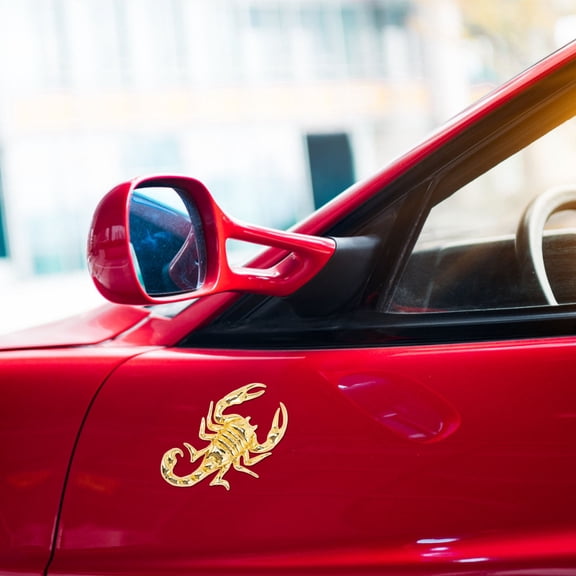 HEATSHAKING 2 Pcs Car Door Sticker Decal Golden Zinc Alloy Scorpion Shape Vehicle Doors