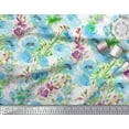 thumbnail image 3 of Soimoi Cotton Duck Fabric Flower & Leaves Watercolor Print Sewing Fabric Yard 42 Inch Wide, 3 of 3