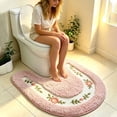 thumbnail image 6 of Toilet Mat U Shape, Luxurious Soft Floral Non Slip Toilet Contour Rug, Contour Bath Rug, Soft U Shaped Toilet Floor Mat for Toilet Sink Shower Side Home Hotel Decor 20 Inch, 6 of 7