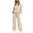thumbnail image 3 of Iyufng 2 Piece Sportswear Sets for Women Mock Neck Drawstring Long Sleeve Sweatshirt and Sweatpants Casual Tracksuit Outfits, 3 of 9