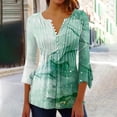 thumbnail image 2 of Womens 3/4 Sleeve Tops V Neck Casual Blouse Printed Shirt Womens Loose Tunic Tops, 2 of 5