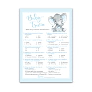 Baby Shower Trivia Game - Pack Of 25 Cards, Answer Key, Blue 'Little Man' Theme