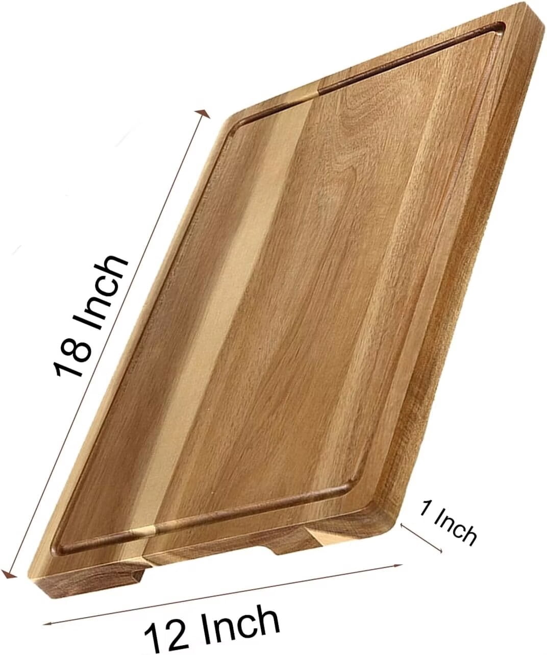 ATENOW Large Cutting Boards for Kitchen, 18x12in Acacia Wood Cutting Board with Juice Groove & Handles, 1" Thick Chopping Board, Charcuterie Cheese Serving Tray