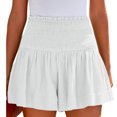 thumbnail image 1 of Pantalones cortos con volantes de cintura alta,Pantalones cortos fruncidos para mujer, pantalones cortos casuales fluidos de playa, pantalones cortos plisados con volantes impulsados por el rendimiento, 1 of 2