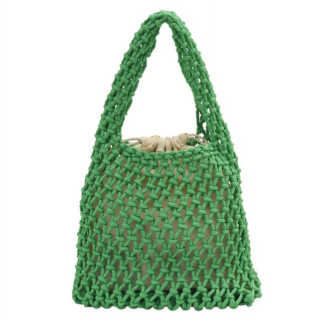 Bolso de mano para mujer bolso de mano con agujeros bolso de mano de verano tejido de playa bolso de mano grande verde