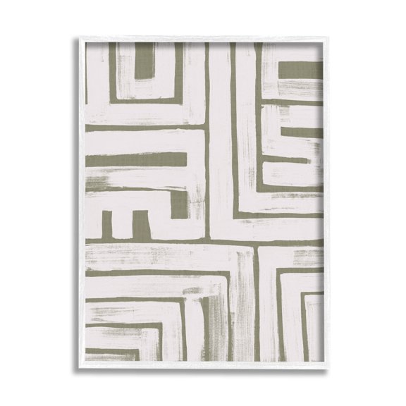 Stupell Industries Geometric Lines Pattern Arrangement Graphic Art White Framed Art Print Wall Art, Design by June Erica Vess