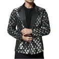thumbnail image 3 of UVEASISHA Men's Sequin Tuxedo Jacket 2025 Fashion Slim Fit Cocktail Party Blazer Jackets Sparkly Single Breasted Lapel Suit Jacket for Prom Dinner Today Sales,Silver,M, 3 of 8