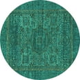 thumbnail image 1 of Ahgly Company Indoor Round Abstract Turquoise Blue Modern Area Rugs, 4' Round, 1 of 4
