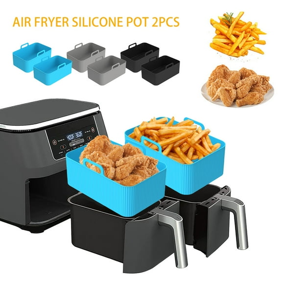 Relax love Air Fryer Liner 2Pcs Rectangle with Handle Reusable Heat Resistant Baking Pan Air Fryer Accessories Liners for Air Fryer Oven Microwave,Gray