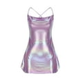 thumbnail image 3 of Sakmal Mini Summer Dresses for Women 2024 Square Neckline Purple Evening Party Sleeveless Patent Leather Gradient Sexy Bodycon Dress, 3 of 6