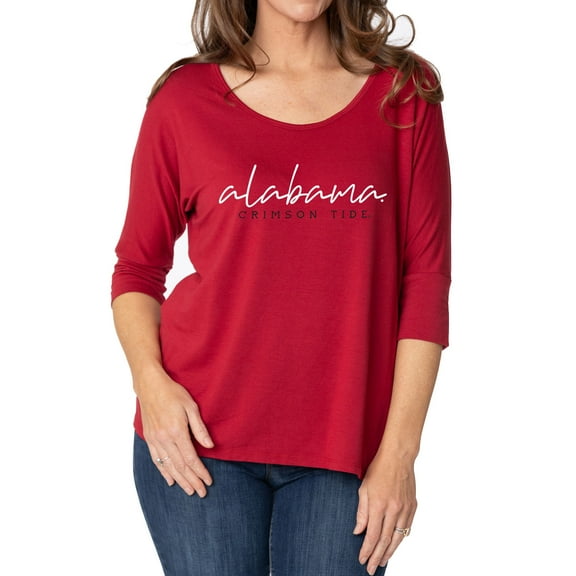 Women's Crimson Alabama Crimson Tide Tamara Scoop Neck 3/4-Sleeve Top