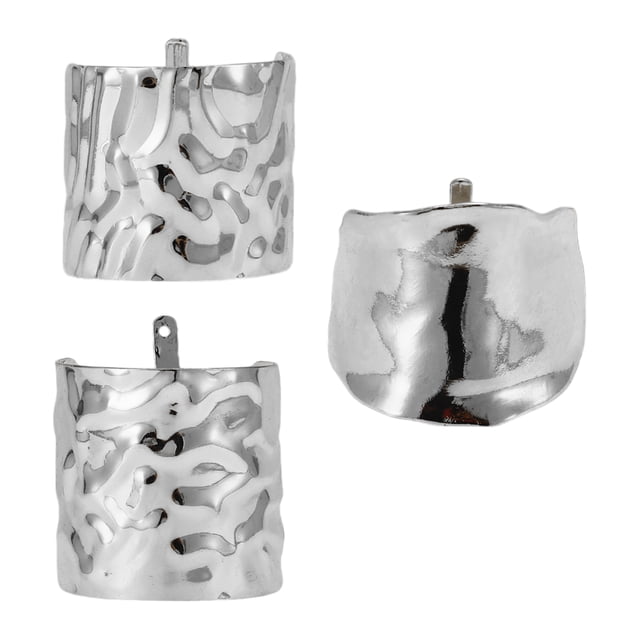 Accesorios Únicos 3 Pcs Clip para Coleta de Cabello con Anillos Decorativos para Cabello Largo Aleación Tono Plateado