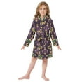 thumbnail image 6 of FORMRS Niños Bathrobe Unisex Hooded Robe Soft Plush Pajamas Sleepwear, Size 4-6T, Gold and Purple Floral Pattern, 6 of 7