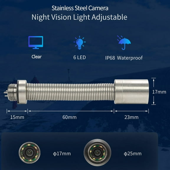 Pipe Camera,17mm Pipe Sewer With Head Cover Pipe Camera Pipe Sewer Camera Drain Pipeline Head Cover And Screriver Drain Line Camera Mewmewcat Silver 17mmsewer Pipeline Ment Camera