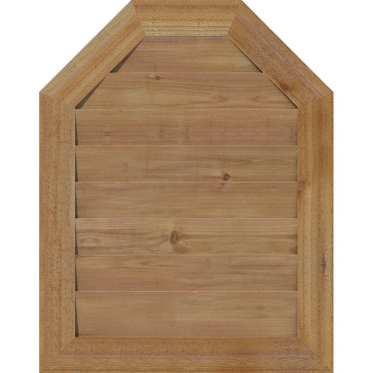 16"W x 18"H Octagonal Top Gable Vent (21"W x 23"H Frame Size): Unfinished, Non-Functional, Rough Sawn Western Red Cedar Gable Vent w/ Decorative Face Frame