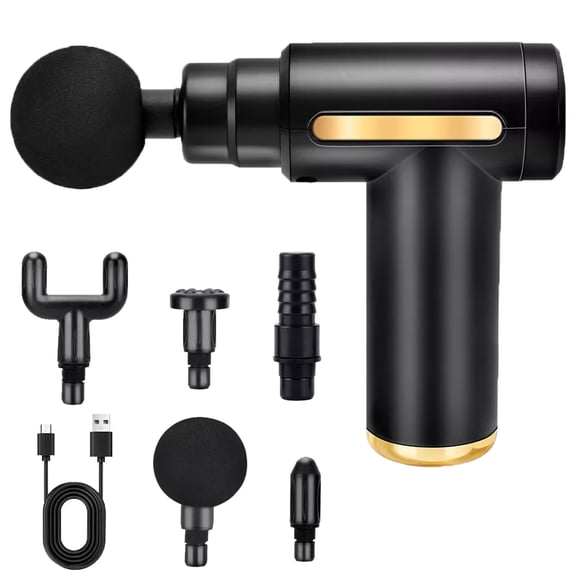 Portable Mini Massage Gun, Deep Tissue Percussion Muscle Massager with 6 Speeds, 4 Massage Heads, Type-C Rechargeable, for Muscle Relaxation, Pain Relief, Gym, Office, Home